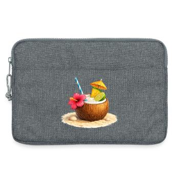 Tropischer Cocktail in der Kokosnuss am Strand  - Sacoche pour ordinateur portable 13 pouces - gris chiné - Devant