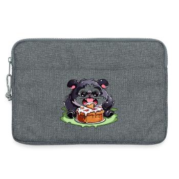 Pug mit Kuchen Cartoon - Laptoptasche 13" - Grau meliert - Vorne