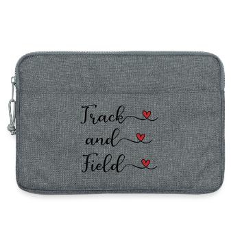 Track and Field handwritten Logo with Hearts - Laptop bag 13" - heather grey - Front