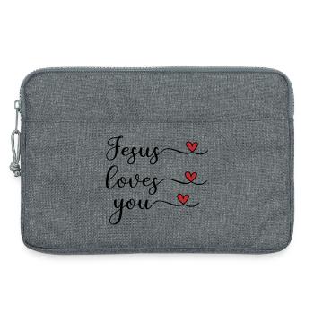 Jesus liebt dich süß Typografie mit Herz - Laptoptasche 13" - Grau meliert - Vorne