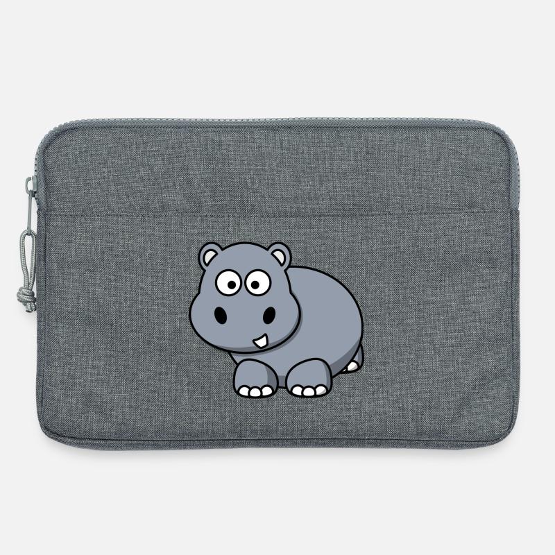 Nilpferd Happy Hippo Comic Stil für Kinder - Laptoptasche 13" - Grau meliert