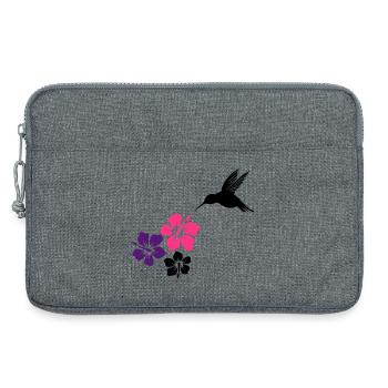 Kolibri mit Hibiskusblüten, hummingbird - Laptoptasche 13" - Grau meliert - Vorne