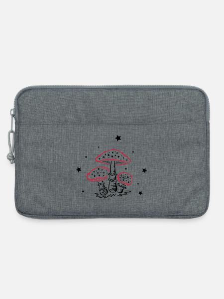 Fly agaric, fungi with stars, mushrooms - Laptop bag 13" - heather grey