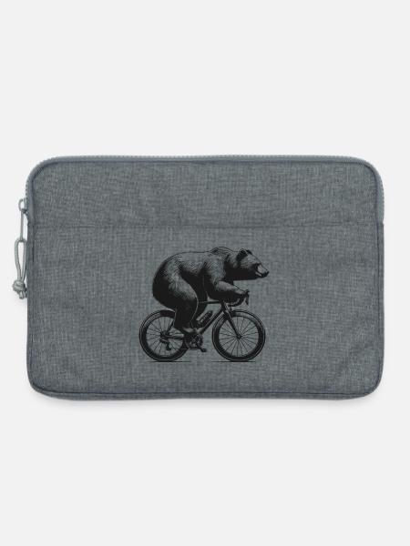 Radfahrender Bär - Laptoptasche 13" - Grau meliert