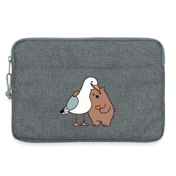 North Sea Seagull Brown Bear Friendship Love Lean - Laptop bag 13" - heather grey - Front