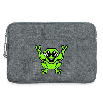 Frog Toad Cool Sunglasses Victory Peace Hands - Laptop bag 13" - heather grey - Front