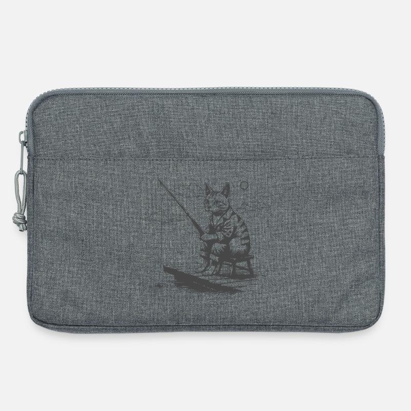 Nächtlicher Katzenangler - Laptoptasche 13" - Grau meliert