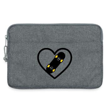 Skateboard Herz Sport Street Leidenschaft - Laptoptasche 13" - Grau meliert - Vorne