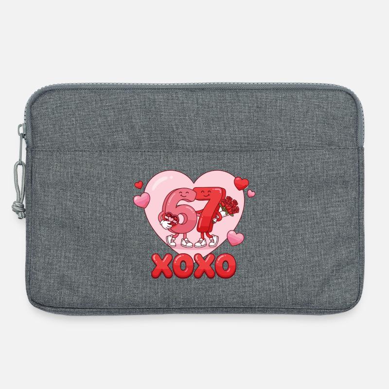 6 7 Sechs Sieben Meme Valentinstag Liebesgeschenk - Laptoptasche 13" - Grau meliert
