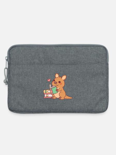 Der süße Känguru-Joey liebt es, Bücher zu lesen - Laptoptasche 13" - Grau meliert
