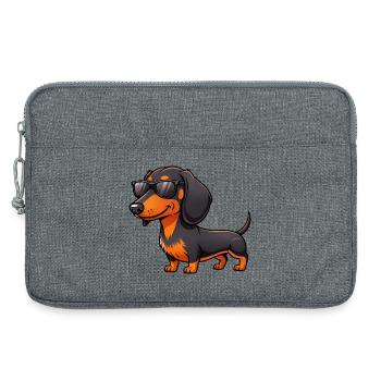 Teckel cool avec lunettes de soleil, ami d’été - Sacoche pour ordinateur portable 13 pouces - gris chiné - Devant