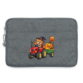 Kürbis-Traktor-Bär im Halloween-Wagen - Laptoptasche 13" - Grau meliert - Vorne