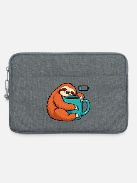 Cozy Sloth Kaffeetasse Kunst - Laptoptasche 13" - Grau meliert