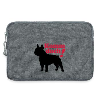 Französische Bulldogge , French Bulldog ,Komm.(25) - Laptoptasche 13" - Grau meliert - Vorne