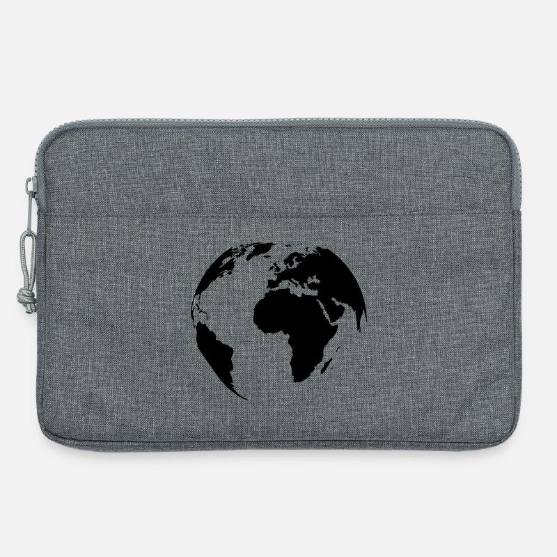weltkugel-schwarz - Laptoptasche 13" - Grau meliert