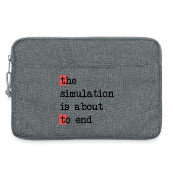 The End of Simulation, Sci-Fi Matrix Humor Shirt - Laptop bag 13" - heather grey - Front
