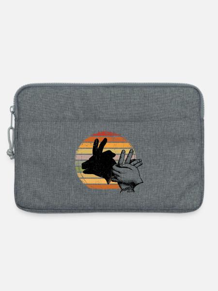Retro Sunset Peace-Zeichen-Silhouette - Laptoptasche 13" - Grau meliert