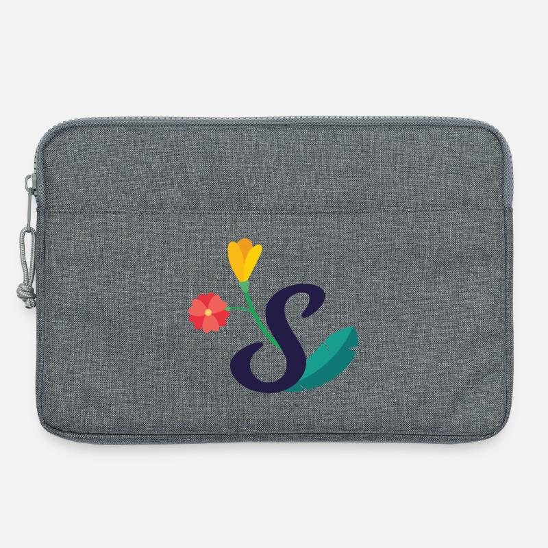 Eleganter Buchstabe 'S' mit Blumen - Laptoptasche 13" - Grau meliert