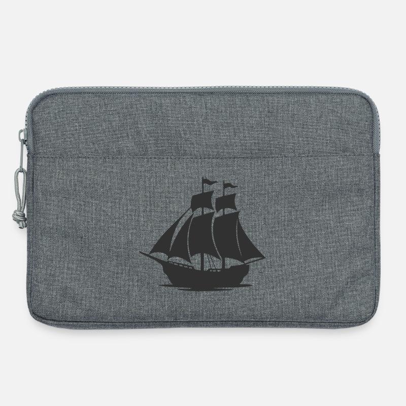 Mysteriöse Silhouette eines Segelschiffs - Laptoptasche 13" - Grau meliert
