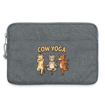 Illustration de yoga de vache - Sacoche pour ordinateur portable 13 pouces - gris chiné - Devant