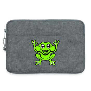 Frog Toad Laughs Funny Jumping Happy Comic - Laptop bag 13" - heather grey - Front