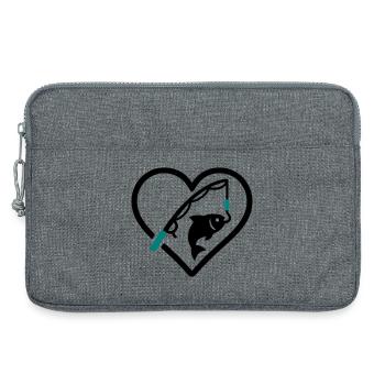 Pêche Coeur Canne à Poissons Nature Passion - Sacoche pour ordinateur portable 13 pouces - gris chiné - Devant