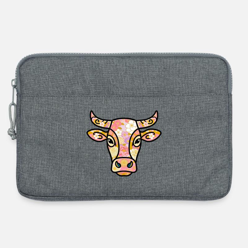 Böhmische pastellfarbene Blumenkuh - Laptoptasche 13" - Grau meliert