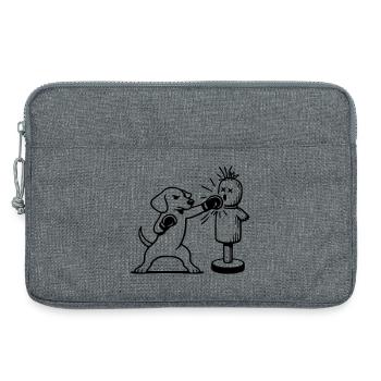 Art en ligne de boxe teckel d’entraînement - Sacoche pour ordinateur portable 13 pouces - gris chiné - Devant