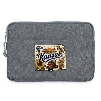 Kansas Sunflower State Vintage Reiseaufkleber - Laptoptasche 13" - Grau meliert - Vorne