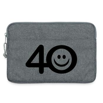 Zum Vierzigsten: 40 mit Lächel-Emoticon - Laptoptasche 13" - Grau meliert - Vorne
