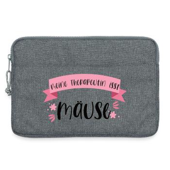 Lustiger Katzen Spruch Therapeutin Haustier Mäuse - Laptoptasche 13" - Grau meliert - Vorne