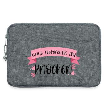 Lustiger Hunde Spruch Therapeutin Haustier Knochen - Laptoptasche 13" - Grau meliert - Vorne