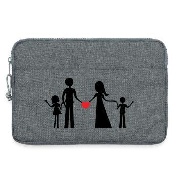 Family of four persons, boy and girl, silhouettes - Laptop bag 13" - heather grey - Front