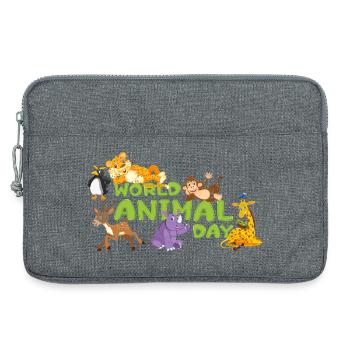 Welttierschutztag Cartoon T-Shirt - Laptoptasche 13" - Grau meliert - Vorne