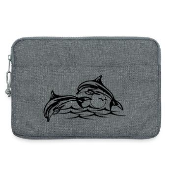 Black dolphins - Laptop bag 13" - heather grey - Front