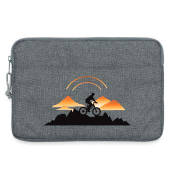 Mountain Bike Cyclist Drawing - Laptop bag 13" - heather grey - Front