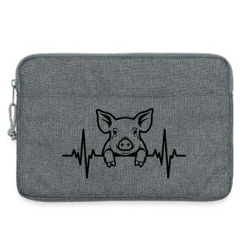 Battement de cœur de cochon – Doux Porcelet - Sacoche pour ordinateur portable 13 pouces - gris chiné - Devant