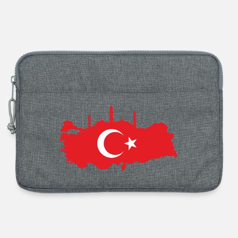 Turkish map with mosque silhouette - Laptop bag 13" - heather grey