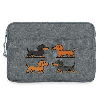 Niedliche Dackelhunde in Farbvarianten - Laptoptasche 13" - Grau meliert - Vorne