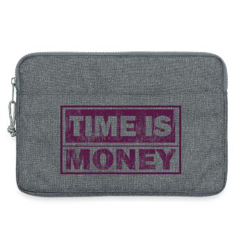 Zeit ist Geld – grafischer Textdruck - Laptoptasche 13" - Grau meliert - Vorne