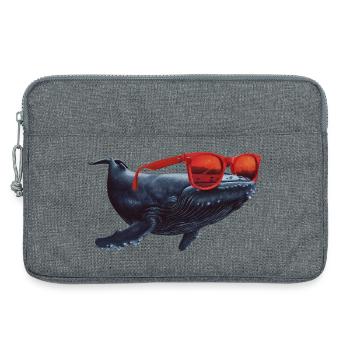 Whale with sunglasses - Laptop bag 13" - heather grey - Front