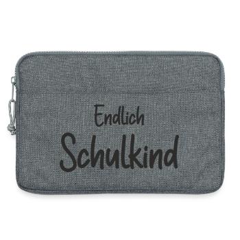 Endlich Schulkind – Perfekt zur Einschulung - Laptoptasche 13" - Grau meliert - Vorne