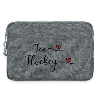 Eishockey Schriftzug mit Herz - Laptoptasche 13" - Grau meliert - Vorne