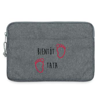 Tante / Tata / Marraine / Oncle / Nourrice / Bébé - Sacoche pour ordinateur portable 13 pouces - gris chiné - Devant