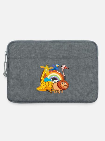 Regenbogen Dschungel Pals Illustration - Laptoptasche 13" - Grau meliert