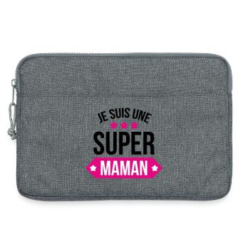 Je suis une super maman - Sacoche pour ordinateur portable 13 pouces - gris chiné - Devant