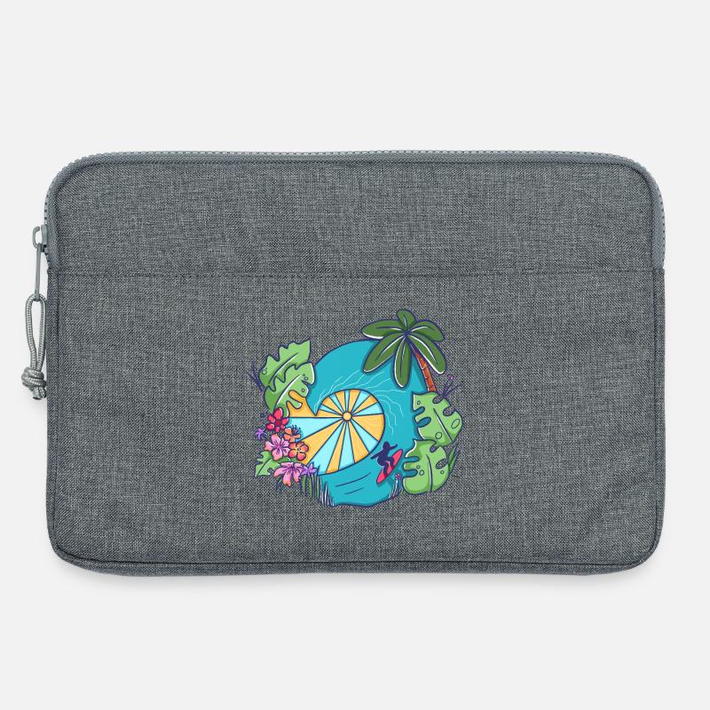 Tropical Ocean Wave with Palms – Summer Art - Laptoptasche 13" - Grau meliert