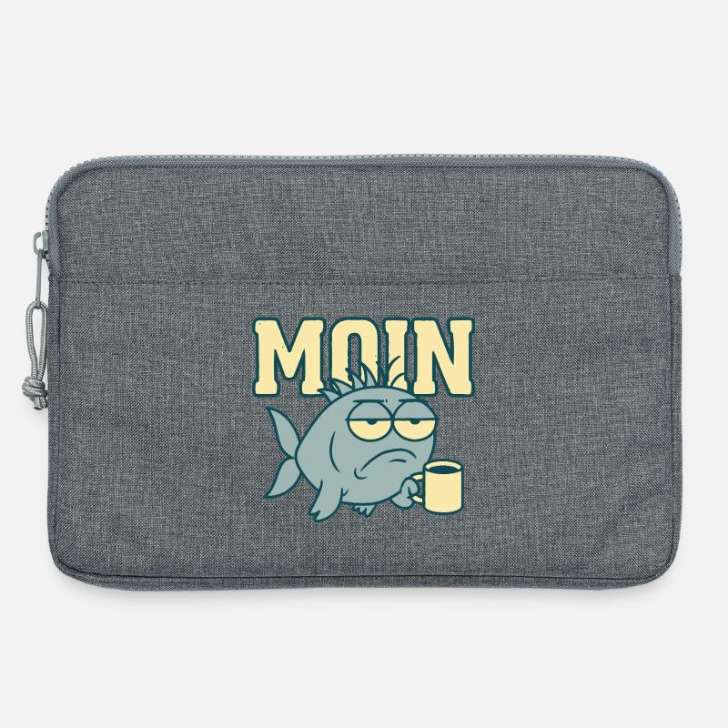 Moin Müder Hai mit Kaffee - Laptoptasche 13" - Grau meliert