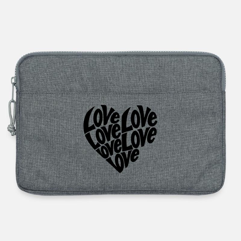 Love Herzform Typografie - Farbe variabel - Laptoptasche 13" - Grau meliert
