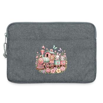 Pastel Train avec des Animaux et des Fleurs - Sacoche pour ordinateur portable 13 pouces - gris chiné - Devant
